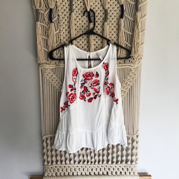 Xhilaration Tops - Target Floral Detailed Peplum Tank Top